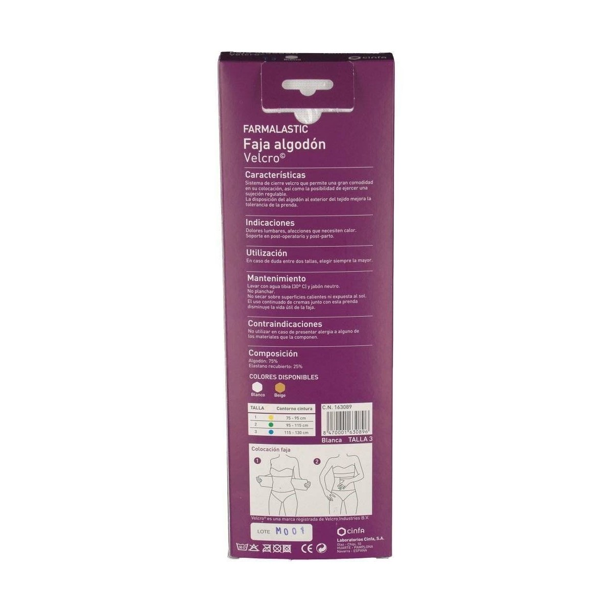 faja velcro farmalastic blanca t 3