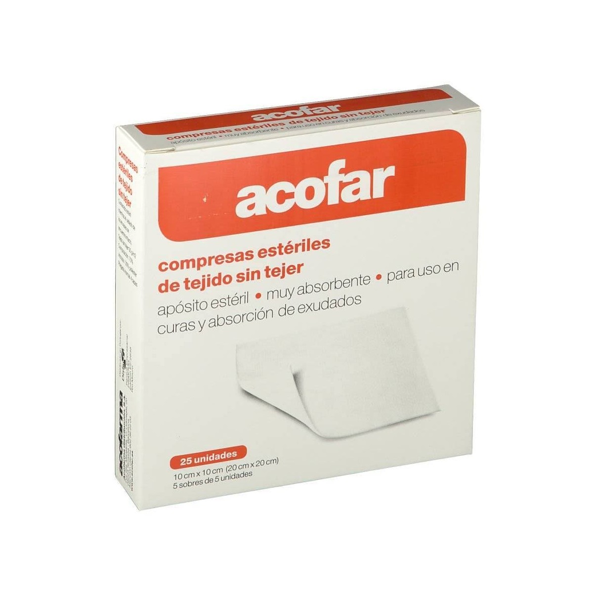acofar compresas esteriles de tejido sin tejer 10 cm x 25