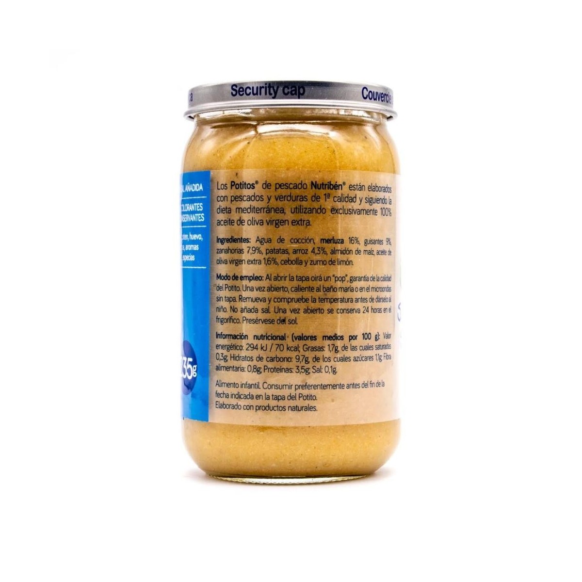nutriben potito suprema de merluza con guisantes y zanahorias 235 g