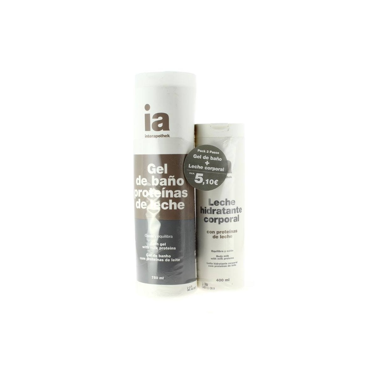 pack proteinas gel 750 ml leche 400 ml interapothek