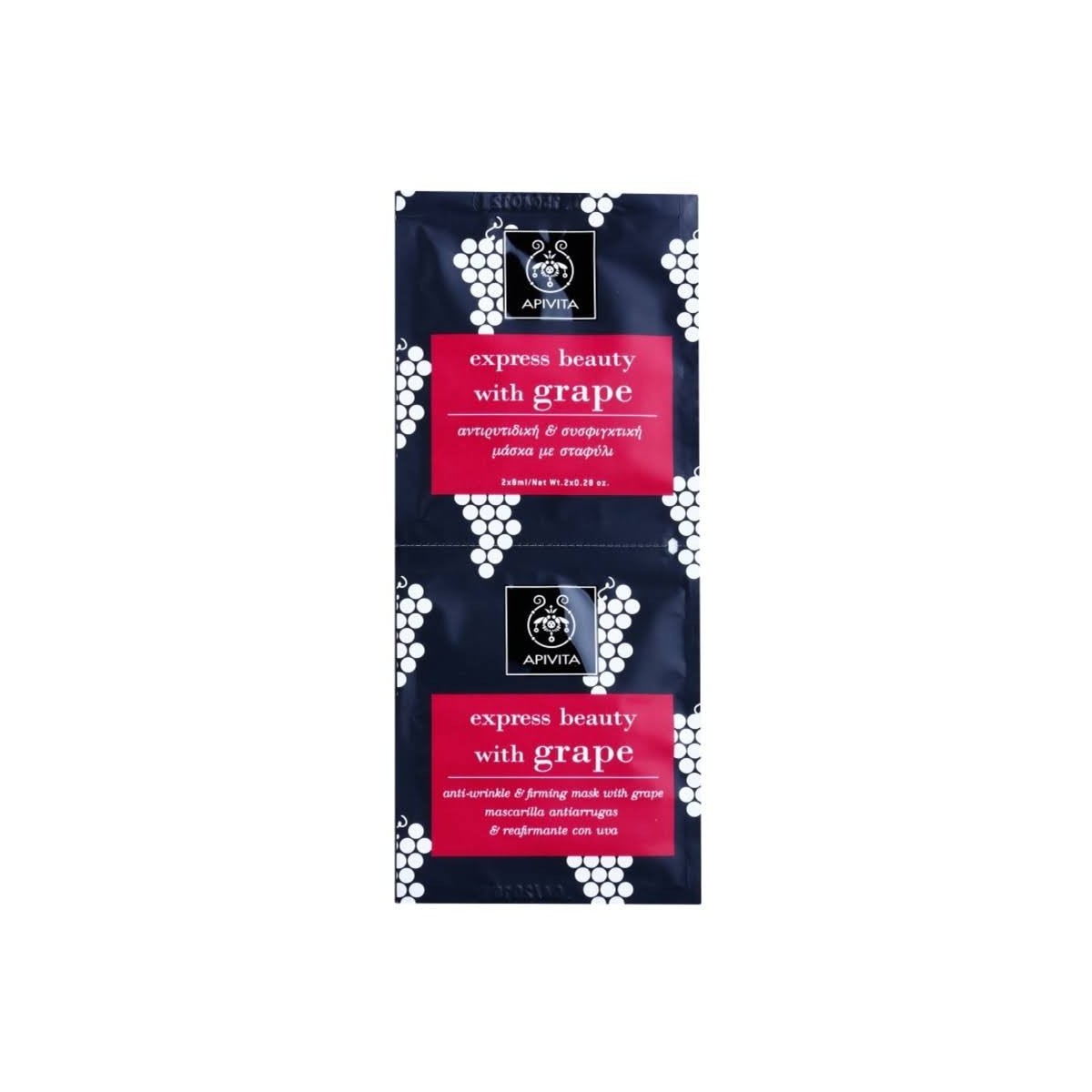 apivita express beauty mascarilla antiarrugas y reafirmante con uva 2x8ml