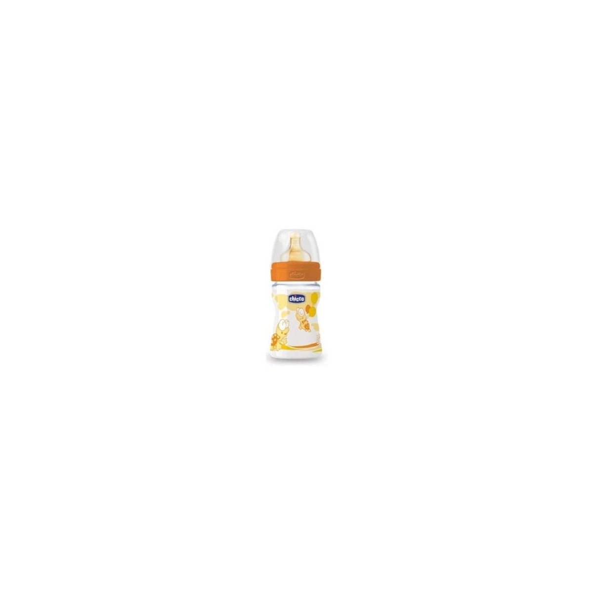 chicco biberon plastico pp tet caucho boca ancha 150 ml naranja