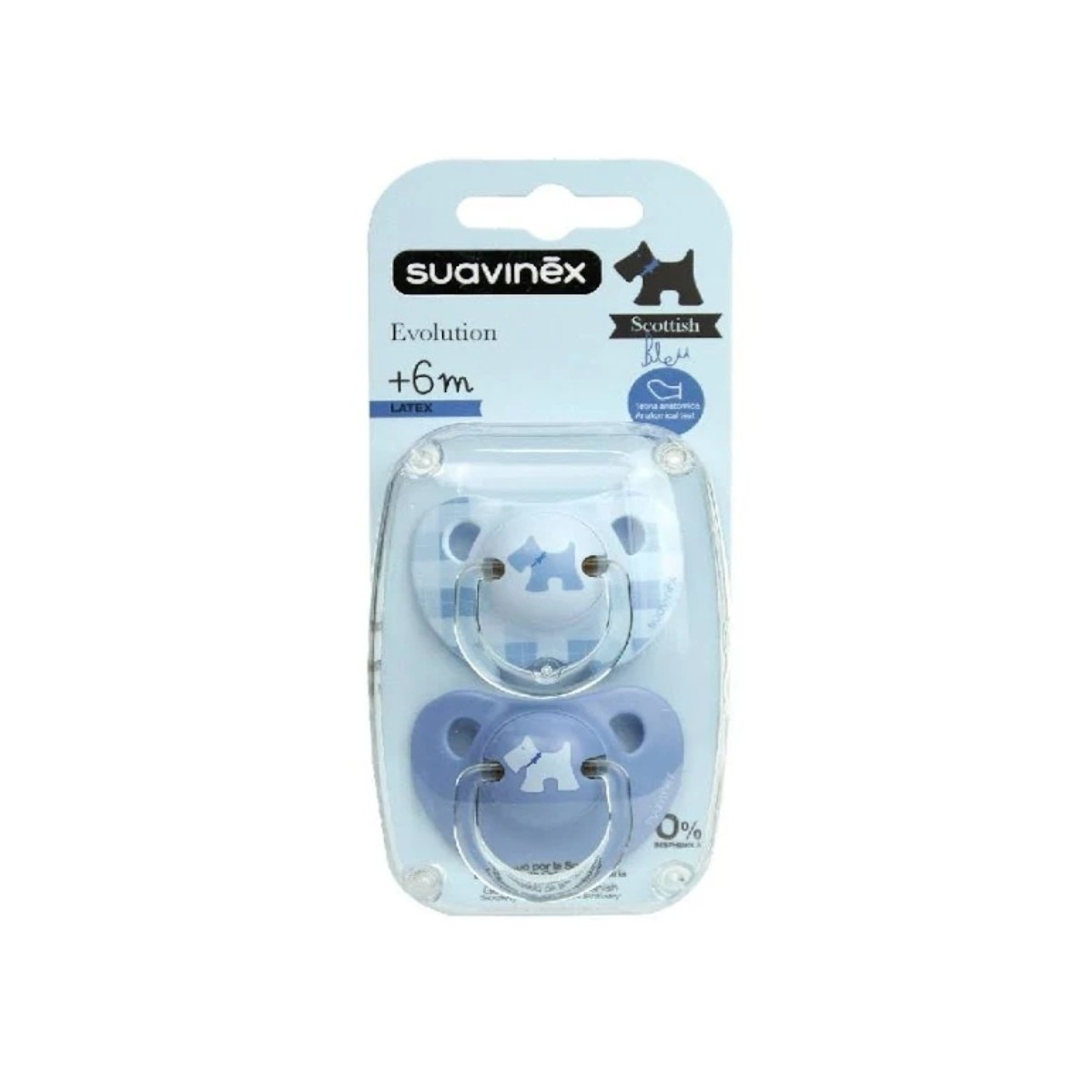 suavinex chupete evolution azul latex 6m 2 uni