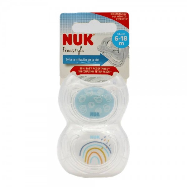 nuk chupete silicona freestyle 6 18m 2 uds