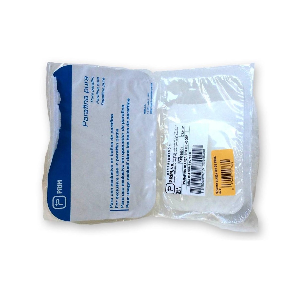 pastillas de parafina pura blanca 2 x 400 gr prim