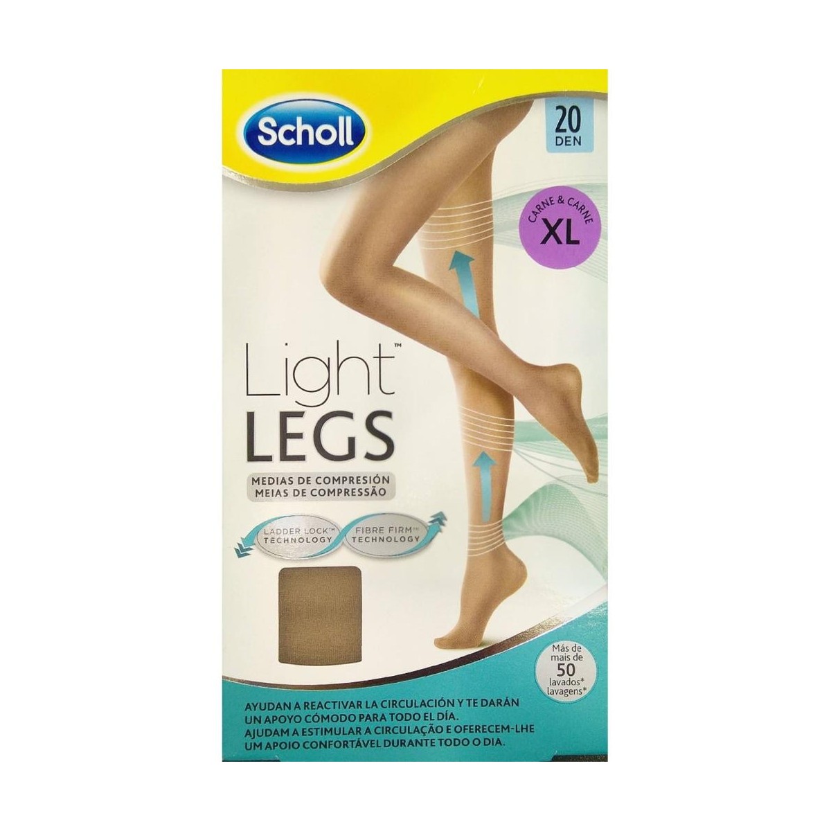 scholl medias compresion 20 den carne xl