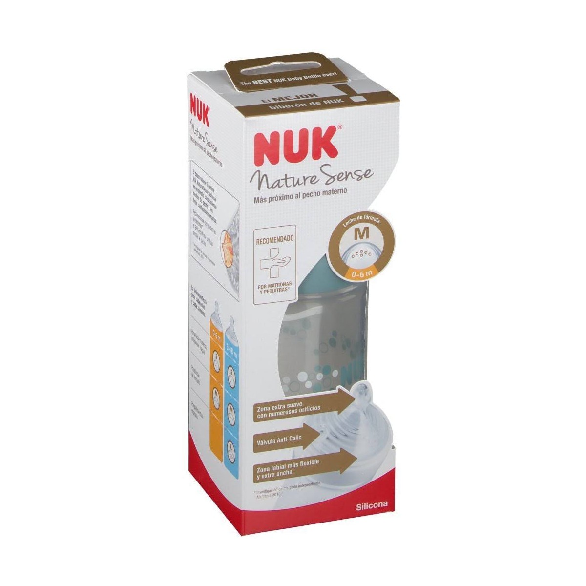 nuk biberon nature sense silicona 1m 260 ml