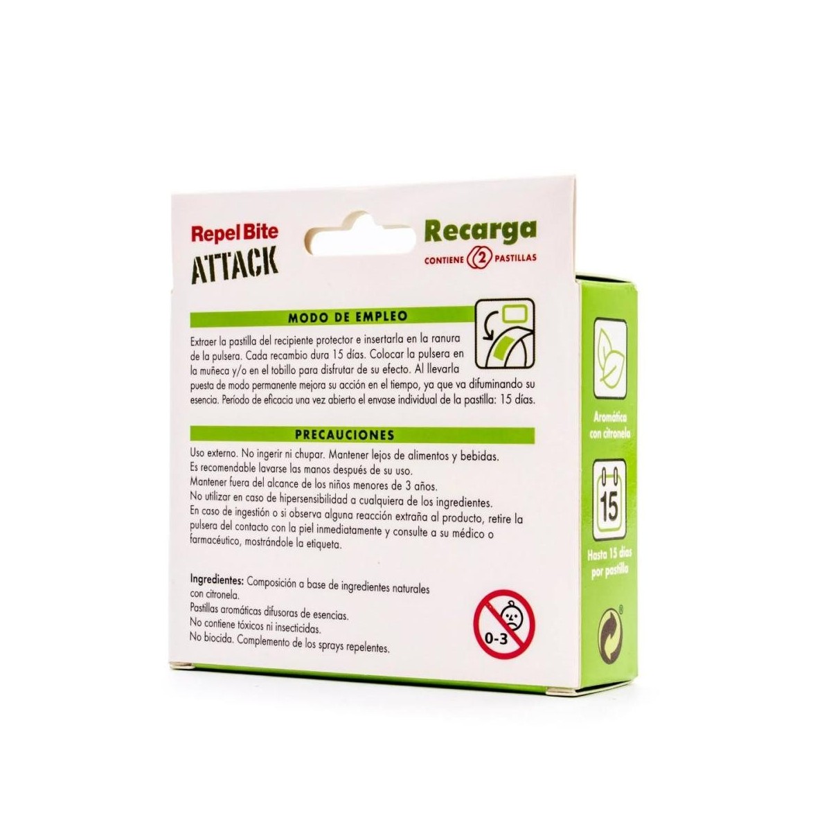 repel bite attack recarga 2 pastillas