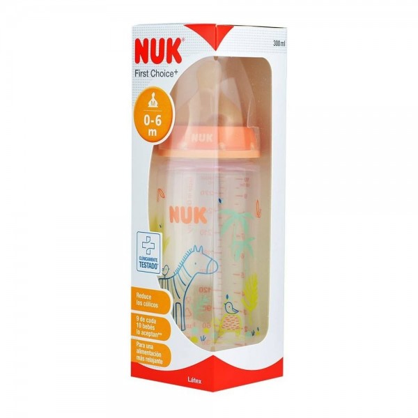 nuk biberon latex m 0 6m jungle 300ml