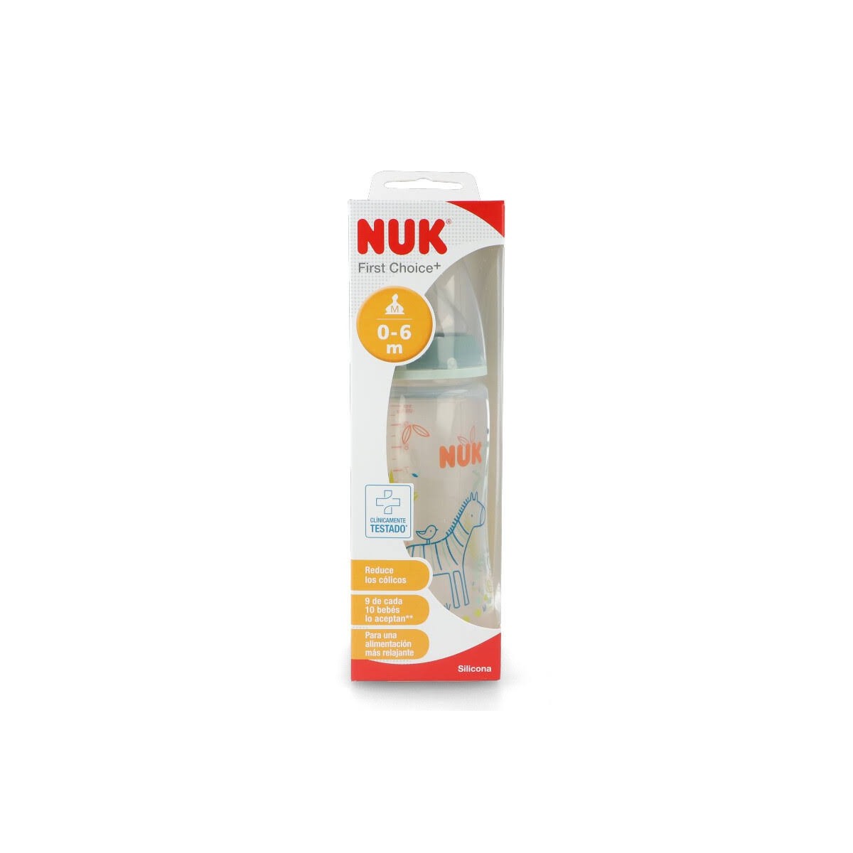 nuk biberon silicona m 0 6 m jungle 300ml