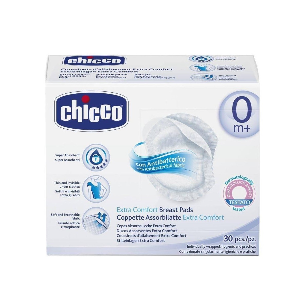 chicco discos absorbentes antibactericos 30