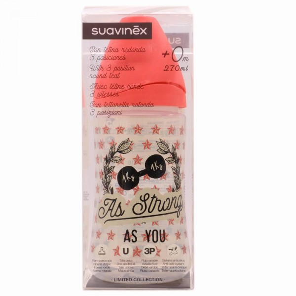 suavinex biberon as you tetina redonda 3 posiciones silicona 0m 270ml