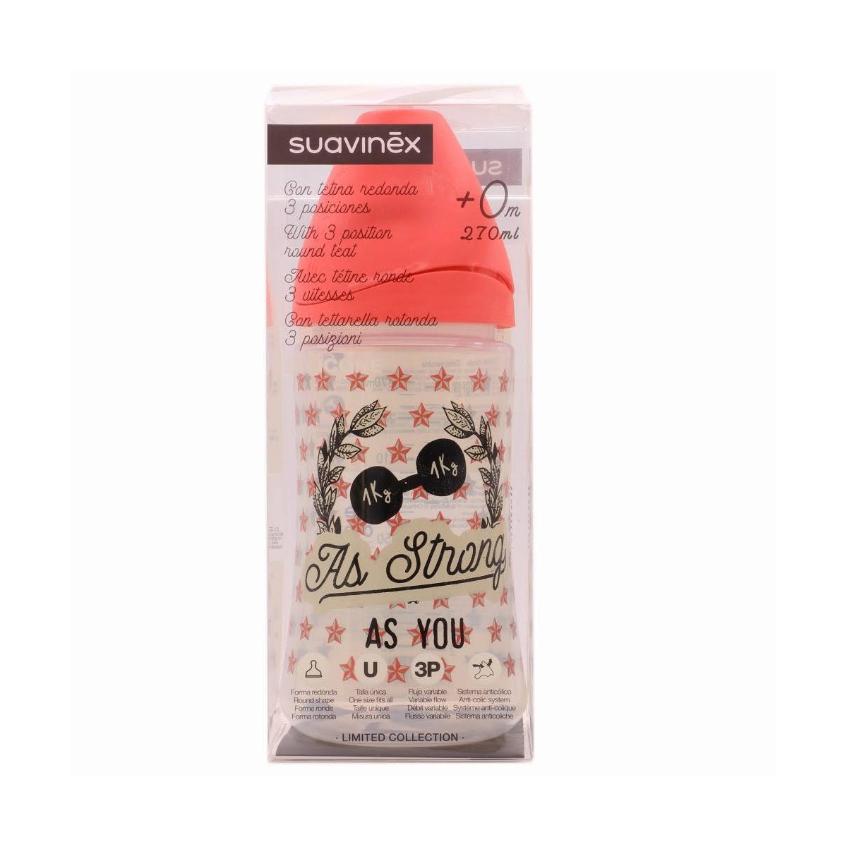 suavinex biberon as you tetina redonda 3 posiciones silicona 0m 270ml