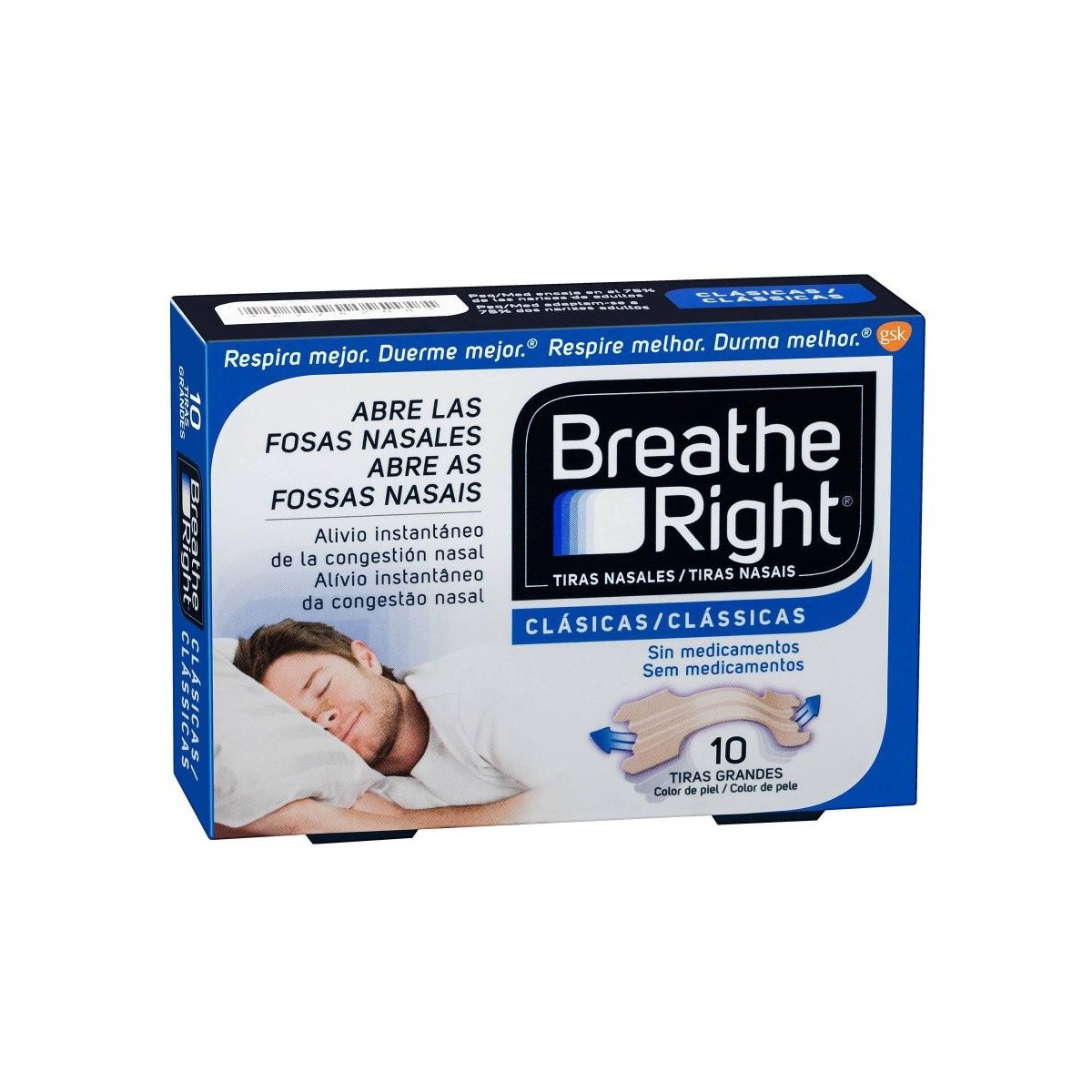 breathe right clasicas 10 tiras grandes